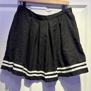 Hot Topic Black Skater Skirt with White Stripes